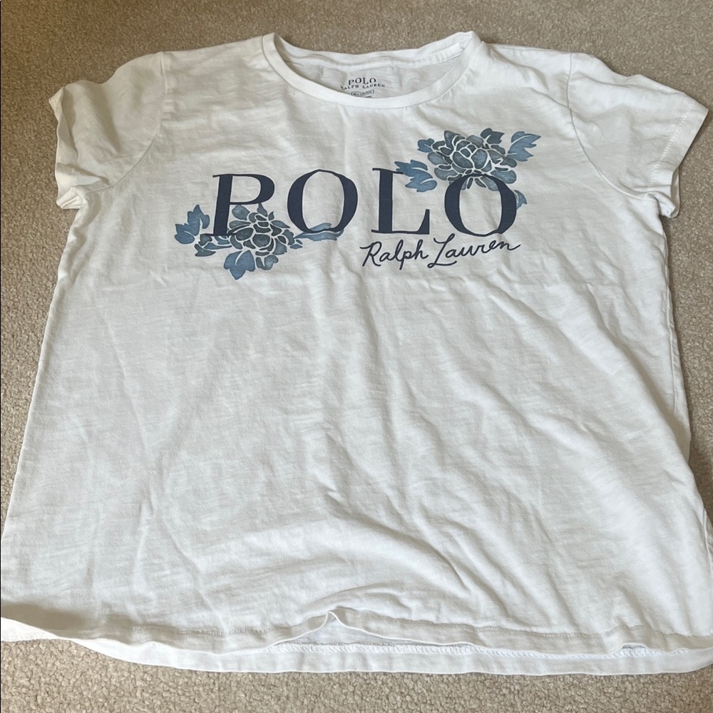Ralph Lauren White Tee with Blue Floral Accents
